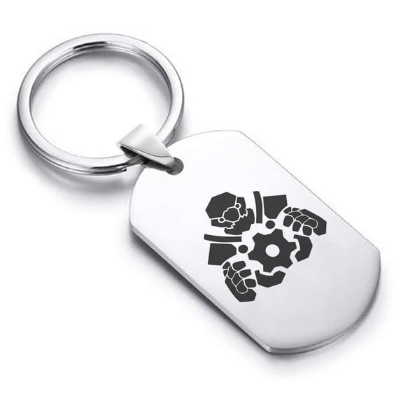 Stainless Steel Mechanist Fantasy Class Dog Tag Keychain Circle Ring