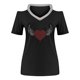 thumbnail image 4 of Pntutb Moda Mujer Verano Cuello en V Manga corta Hombro frío Blusa Camiseta Causal Impresión tops Pntutb Pntutb-2488, 4 of 5