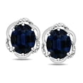 thumbnail image 2 of Star K � Large Love Knot Earrings with Oval 8 x 6mm Genuine Sapphire, 2 of 9