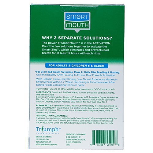 SmartMouth Bad Breath Dual-Solution Rinse Mouthwash, Mint, 16oz, 9-Pack