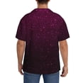 thumbnail image 3 of Wukai Dark Purple Glitter Men's Casual Short-Sleeve Button Down Shirt,Cuban Shirts for Men,Mens Short Sleeve Dress Shirts-Small, 3 of 5