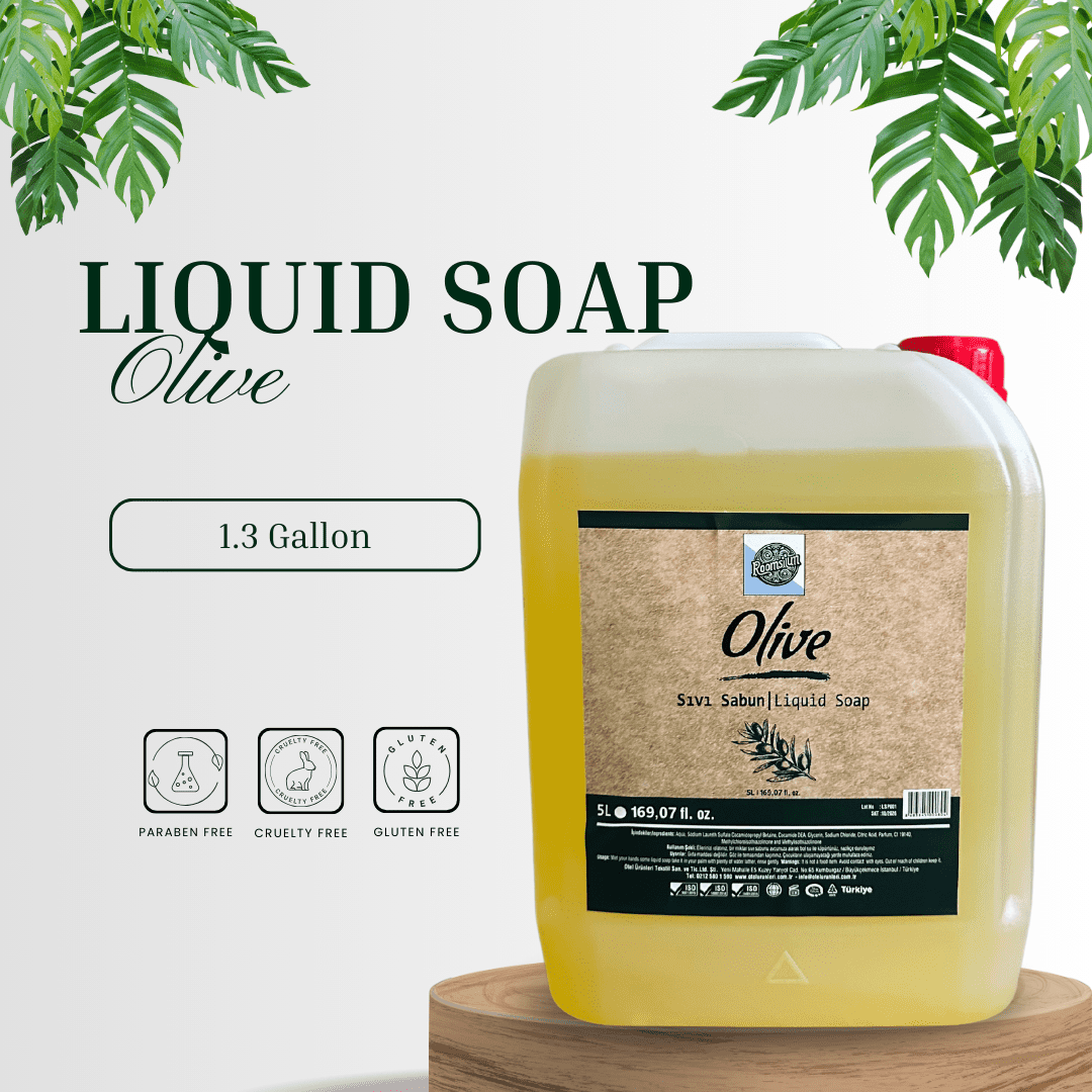 Roomsium Olive Liquid Hand Soap Refill, 1.3 Gallons (5 Liters) – Paraben-Free, Gentle, Moisturizing, Olive Blossom Scent