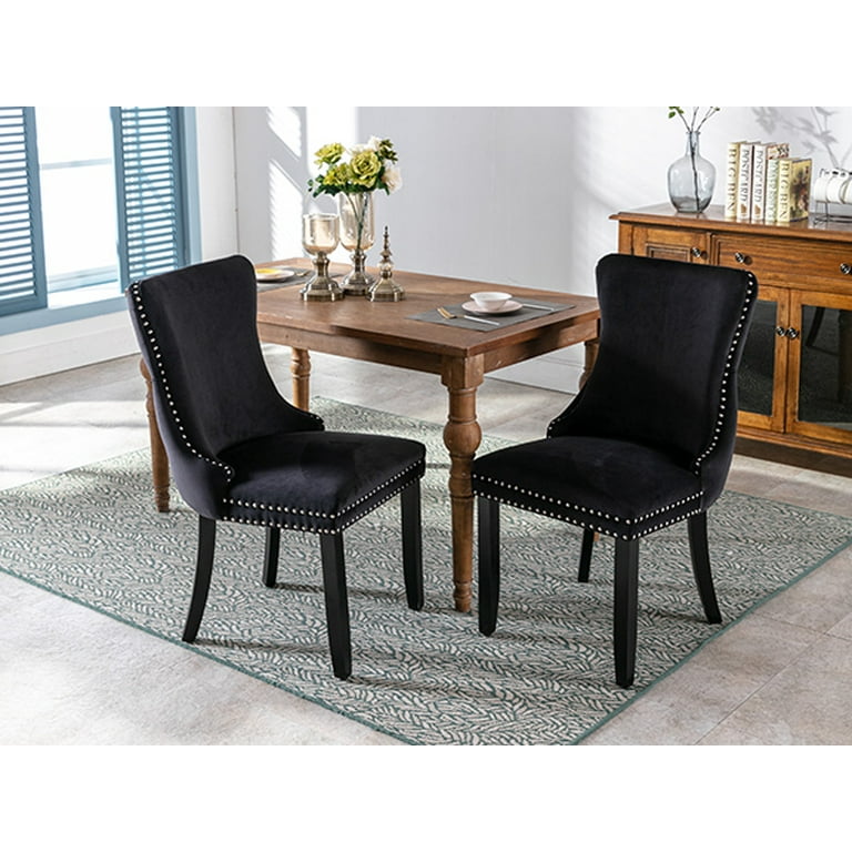 ODUSE-DAILY 6-Piece Set Black Velvet Dining Chairs, Tufted ODUSE-DAILY 6-Piece Set Black Velvet Dining Chairs, Tufted