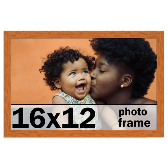 16x12 Frame Honey Pecan Brown Picture Frame - Modern Photo Frame Includes UV Acrylic Shatter Guard