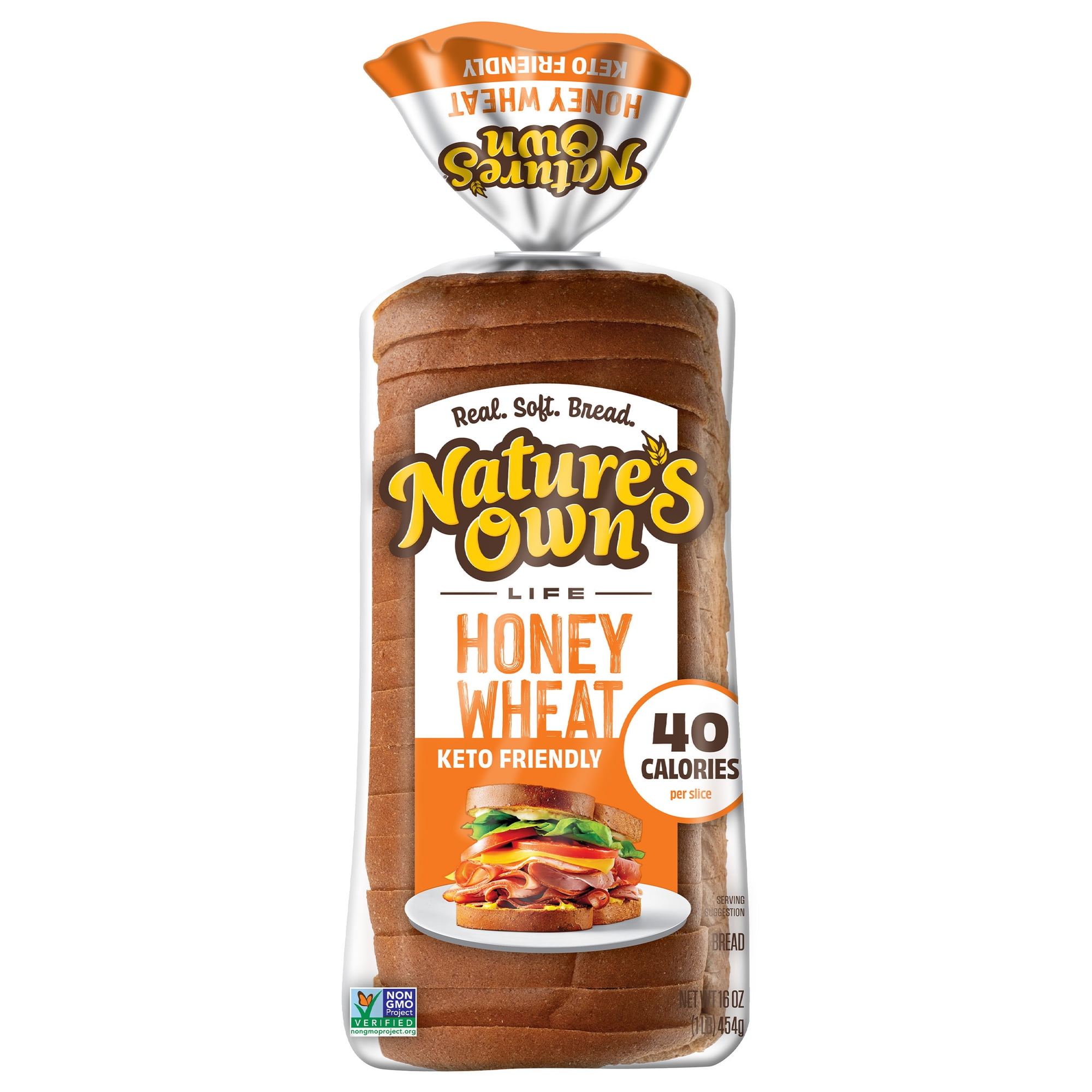 Nature’s Own Life Honey Wheat, 40 Calories per Slice Keto Friendly Sandwich Loaf Bread, 16 oz Loaf