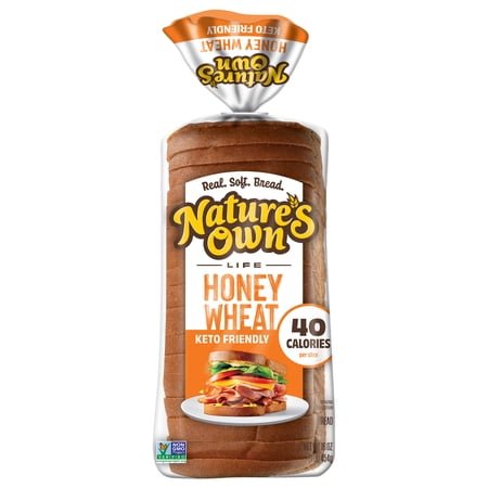 Nature’s Own Life Honey Wheat, 40 Calories per Slice Keto Friendly Sandwich Loaf Bread, 16 oz Loaf