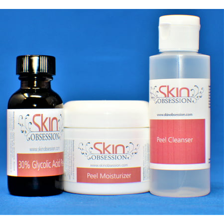 Skin Obsession 30% Glycolic Acid Peel Kit Natural Skin Care Acne Scars Prone Anti Aging Reduce Wrinkles Sunburn Blackheads Dark Spots & Clear Skin (The Best Glycolic Acid Peel)