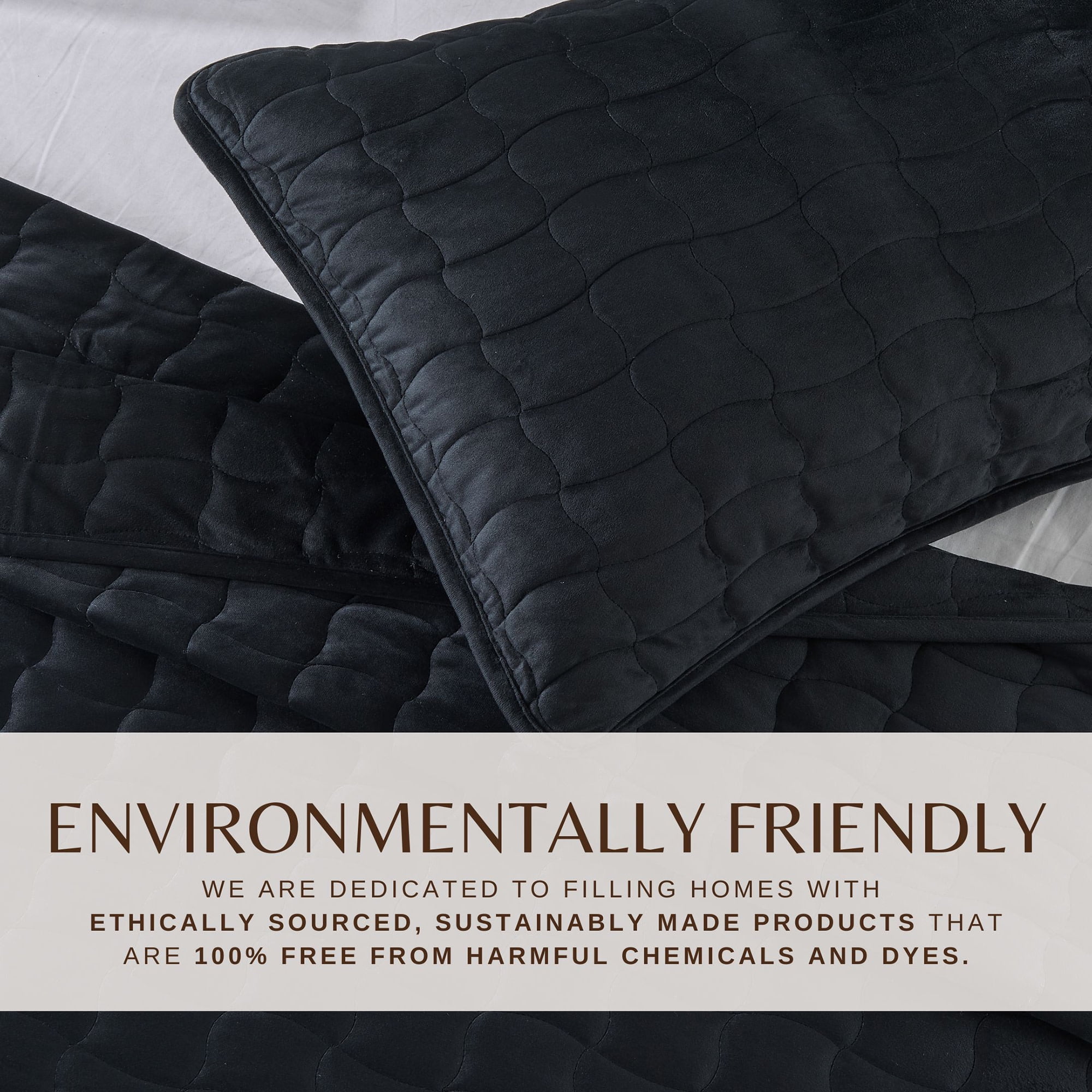 Dual-Sided Velvet Box-Stitched Heavyweight 2-Piece Twin Quilt Set, Black