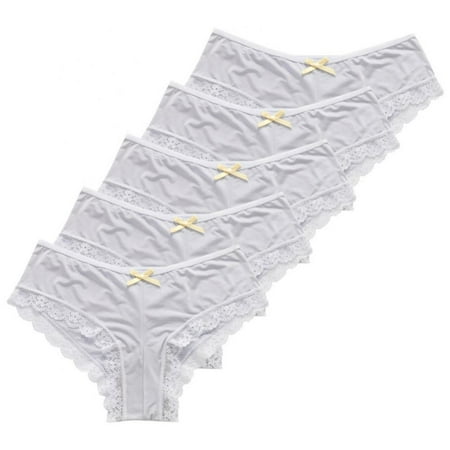 

Pack of 5 Sexy Retro Lace Thongs for Women Mid Waist Thong Panties Underwear Soft Breathable Ladies Panties