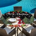 thumbnail image 6 of Black Christmas Round Tablecloth, Fitted Table Cover with Elastic for 36"-44" Round Tables, Xmas Tree Ball Snowflake Winter Gifts Table Cloth Outdoor Indoor Dinning Party Waterproof Tablecloths, 6 of 7