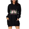 thumbnail image 1 of Pisexur Robes pour Femmes Imprimé Arbre de Noël Sweat à Capuche Robe de Soirée Décontractée Manches Longues Mini Robes de Vacances d'Automne pour Femmes avec Poches, 1 of 3