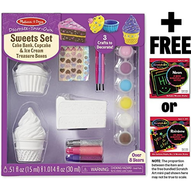 Melissa & Doug Decorate-Your-Own Sweets Set Craft Kit: 2 Treasures Boxes  and a Cake Bank