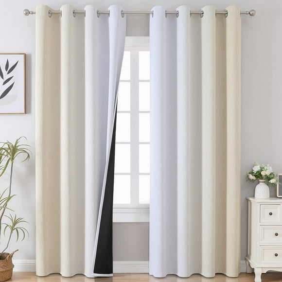 Cortinas Estelar Textiler, beige, blanco grisáceo, opacas, 132 x 260 cm