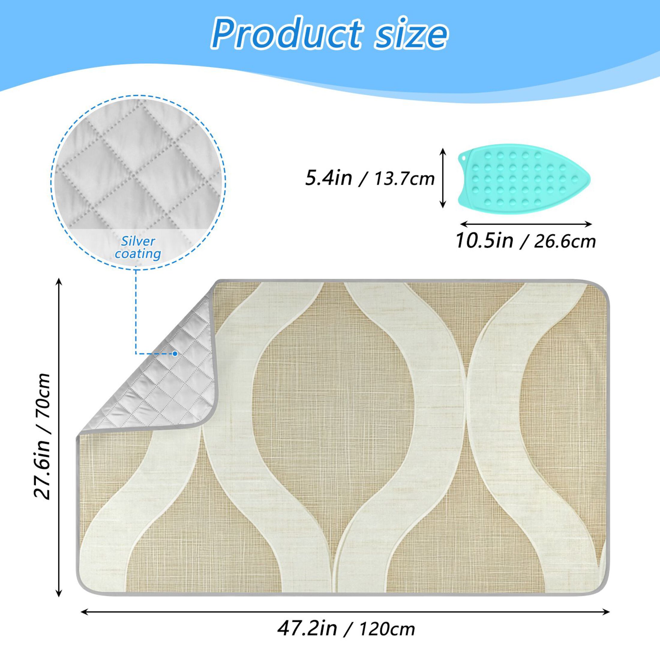 Elegant Curve Ironing Board Covers Heat Resistant Ironing Pad Mat Portable for Travel Washer Dryer Table