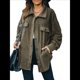 thumbnail image 3 of Chaqueta de Mujer de Gran Tamaño con Botones y Larga con Aberturas. Verde S, 3 of 5