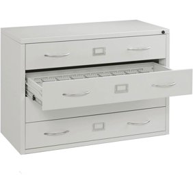 Global Industrial 37"W Media Cabinet, 4 Drawer, Putty