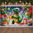 thumbnail image 2 of Dinosaur Theme Christmas Banner Christmas Dinosaur Christmas Banner Colorful Ornaments Gift Design Xmas Banner for Christmas Party Kids Holiday Indoor Decoration, 2 of 9