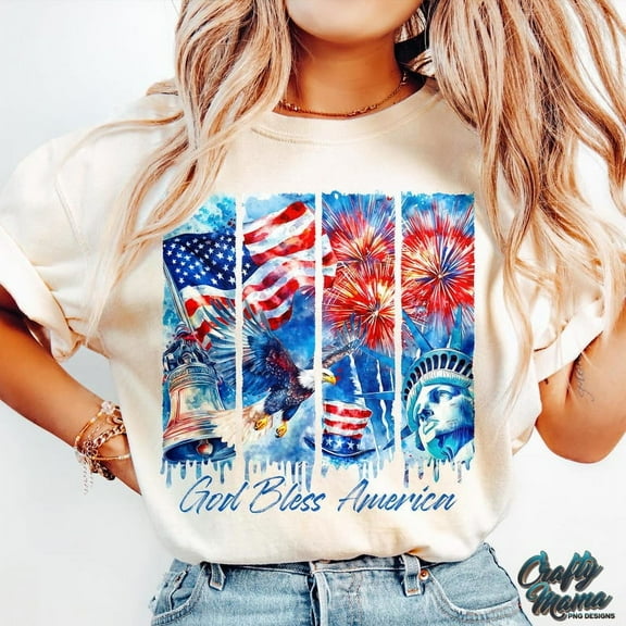 God Bless America Shirt, 4th of July T-Shirt, Patriotic USA Shirt, Christian Independence Day Shirt, Brush Stroke Design