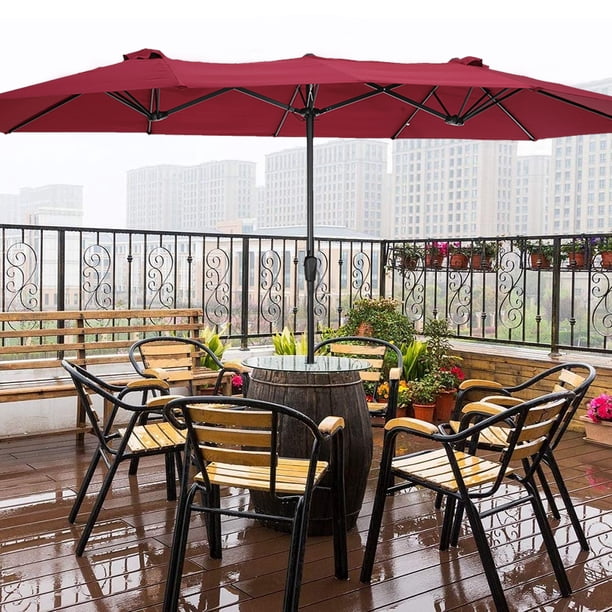 15x9ft Double Sided Rectangular Market Umbrella Twin Umbrella With Extra Large Canopy Outdoor Garden Parasol Beach Shade Umbrella Patio Sunshade Umbrella For Patio Conversation Furniture Set A235 Walmart Com Walmart Com