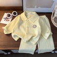 thumbnail image 2 of Splozh Soft Toddler Pajamas 1-10 Years Toddler Baby Girl Pajama Set Long Sleeve Sleepwear 2 Piece Set Kid Cotton Loungewear,Light Yellow,4-5 Years, 2 of 5