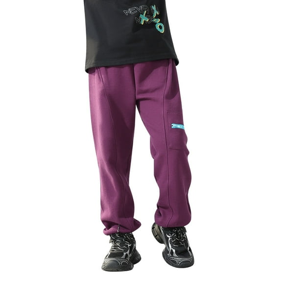 Boys Sweatpants Kids Athletic Pants with Pockets Drawstring Loose Fit Kids Purple Sweatpants Boys Size 6-8Years Sweatpants