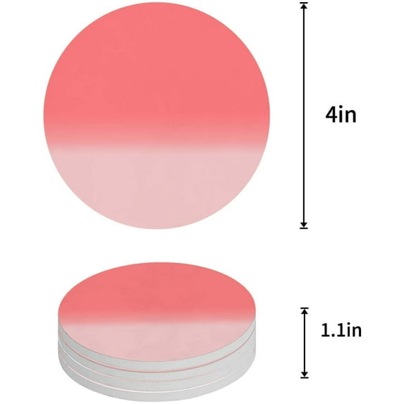 FMSHPON Gradient Orange Set of 4 Round Coaster for Drinks, Absorbent Ceramic Stone Coasters Cup Mat with Cork Base for Home Kitchen Room Coffee Table Bar Decor