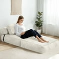 thumbnail image 4 of LinkRomat Foldable Sofa Bed, Floor Sofa Lounge with Pillow and Back Support, Foldable Couch Futon Mattress with Ergonomic Support, Convertible Sleeper Couch for Small Space, Living Room (White), 4 of 8