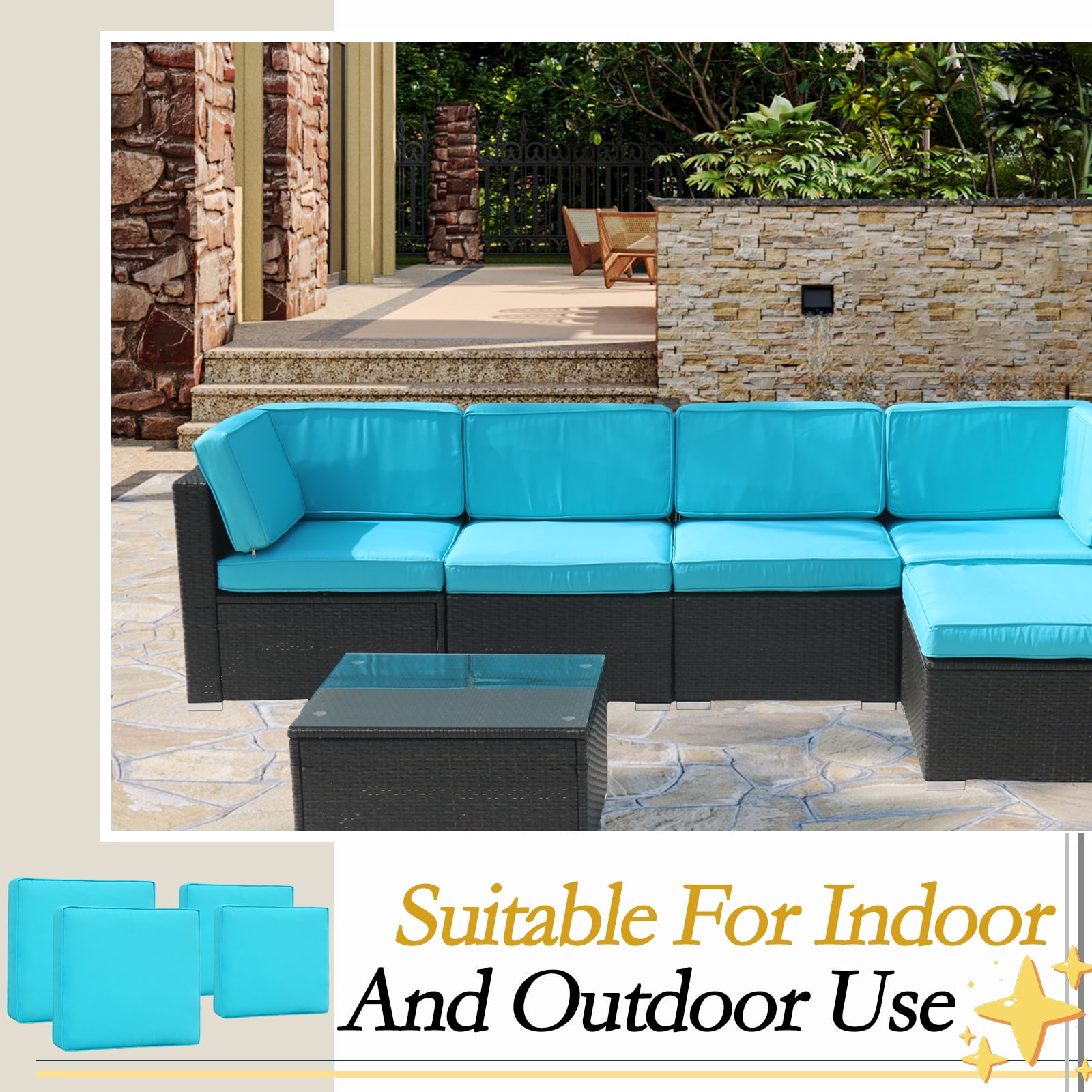FKS LIFE Outdoor Cushions Covers Patio Sofa Washable Cushions Cover Furniture Cushion Slipcovers Sets (11 Pack)
