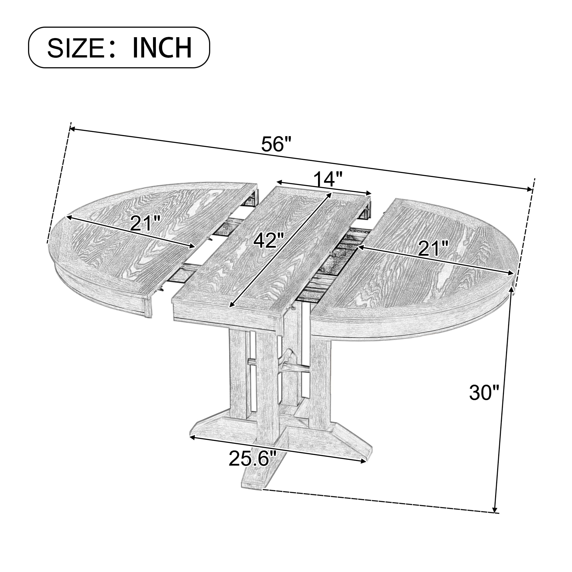 Aukfa Extendable Dining Table for 4-6, 42"-56" Round Kitchen Table with Removable Leaf for Dining Room/Living Room, Natural Wood