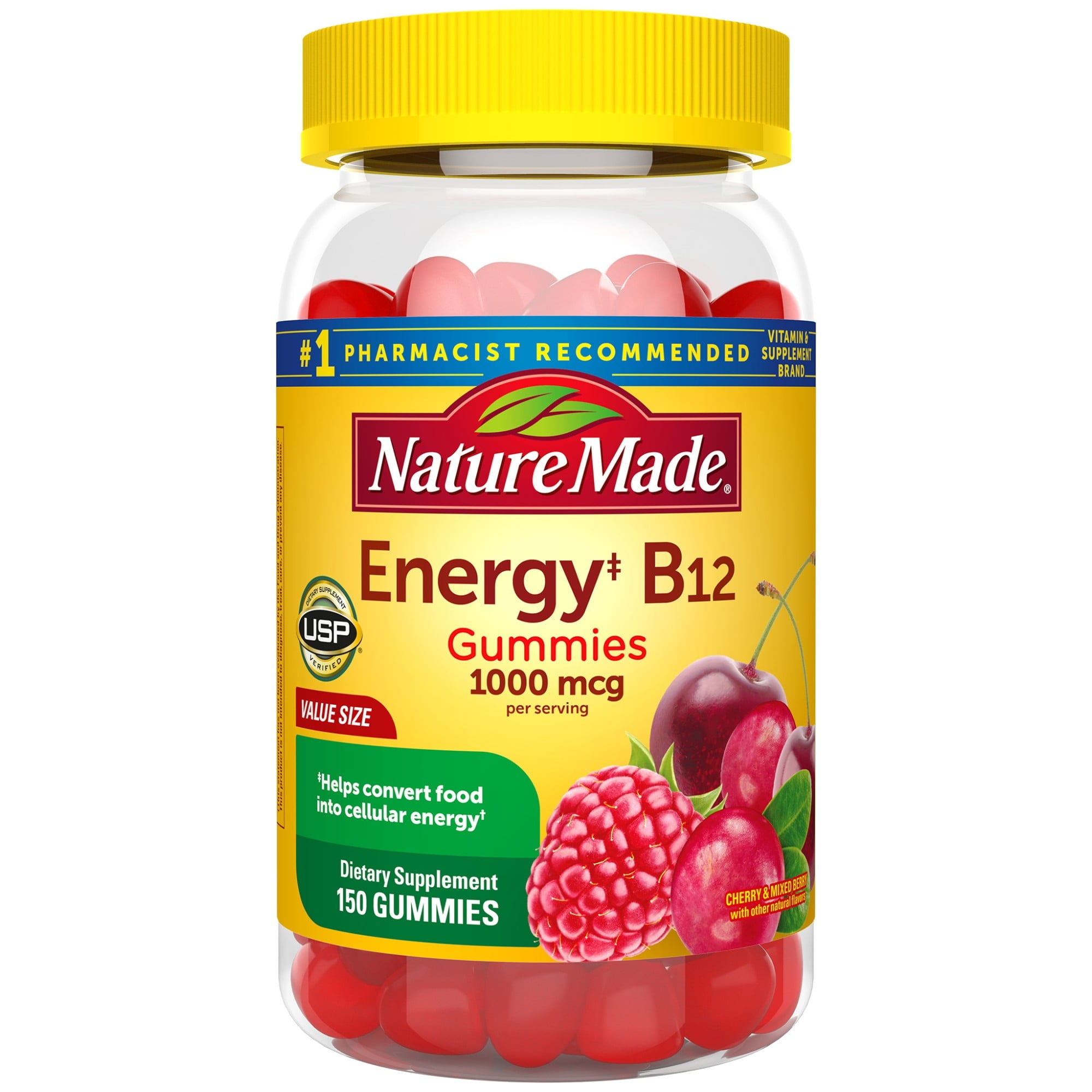 Nature Made Energy B12 1000 mcg Gummies, 150 Count, Vitamin B12, Dietary Supplement