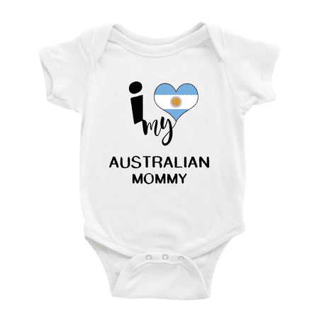 

I Heart My Australian Mommy Australia Love Flag Baby Bodysuit (White 3-6 Months)