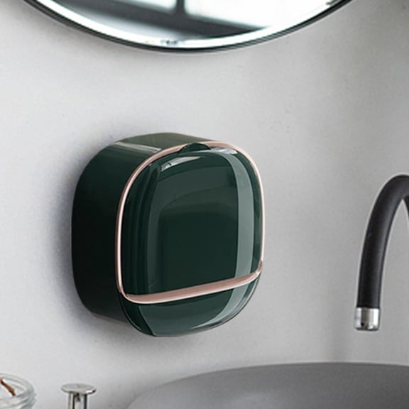 Travel Soap Dish Shower Wall Mount Soap Holder, Bathroom Soaps Bar Storage Stand with Drainage Self Draining Soap Flip Lid Box Container for Shower,Kitchen,Bath Tub,Gym