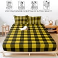 thumbnail image 5 of Queen Size Fitted Sheet Set - Black Yellow Plaid 3 Piece Bedding Sets 16" Deep Pocket Fitted Sheet with 2 Pillowcases, Retro Country Buffalo Check Gingham Brushed Microfiber Hotel Luxury Bed Sheets, 5 of 9