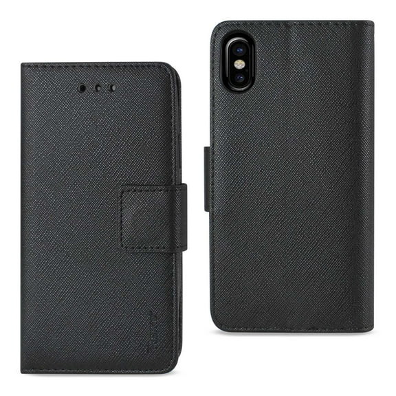 Reiko brand for iphone X 3-in-1 Wallet Case In Black