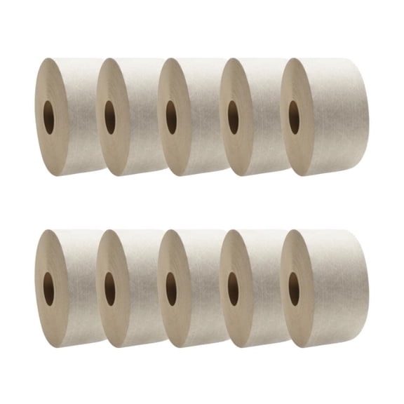 PSBM Reinforced Kraft Tape, 2.83" x 450 Feet, 10 Rolls, White, Water-Activated, for Box Sealing & Shipping