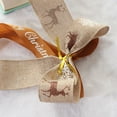 thumbnail image 3 of Christmas Ribbon Bows, Holiday Tree Decorations, Handmade Linen Double Bow Ornaments with Reindeer and Snowflake Patterns, Brown Beige 18x24cm Set of 10 for Gift Wrapping and Wreaths, 3 of 6