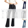 thumbnail image 3 of Yyeselk Women Flare Bell Jean Bottom Button Placket High Waist Jeans Vintage Stretch Wide Leg Bootcut Denim Trousers with Pockets Black M, 3 of 8