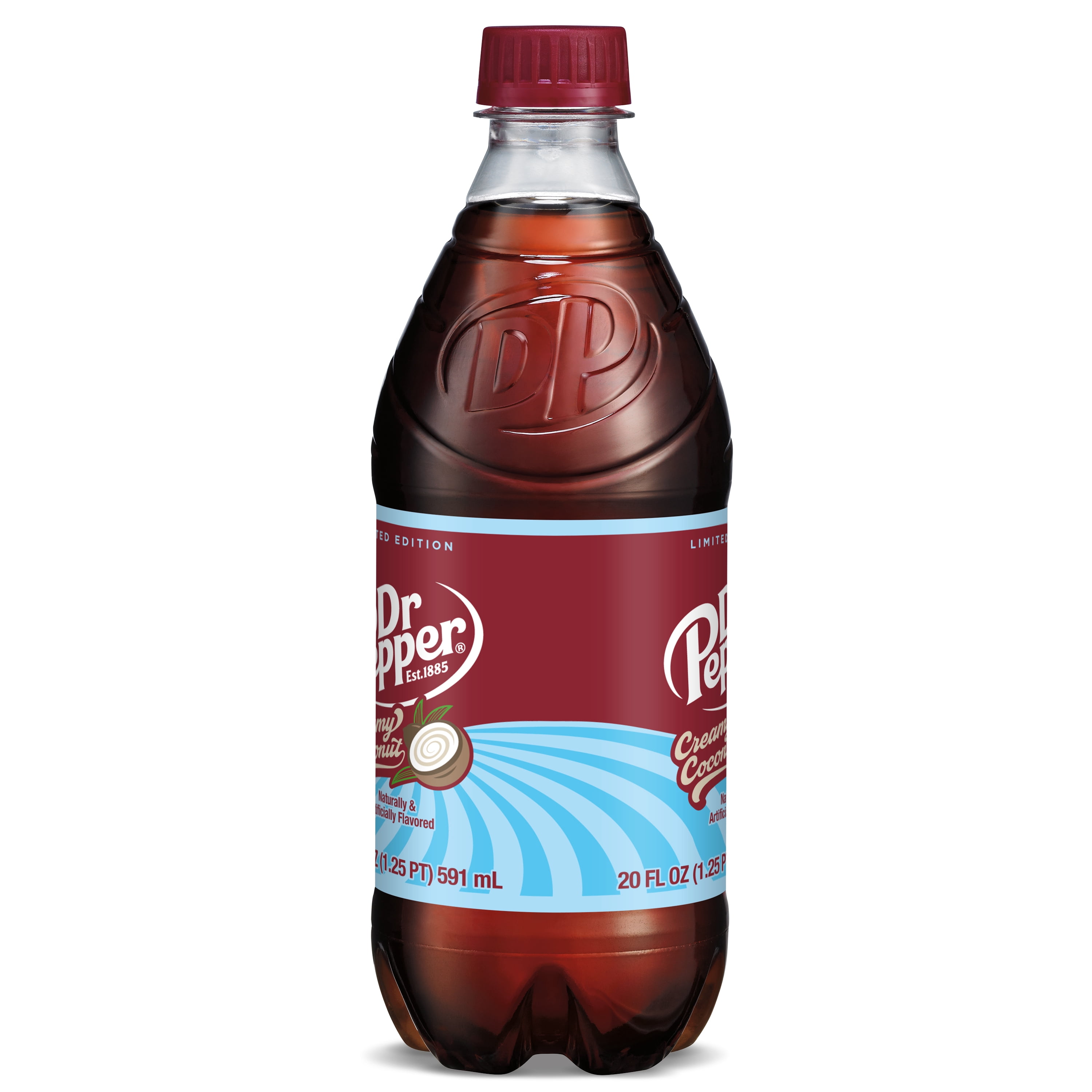 (4 pack) Dr Pepper Creamy Coconut Soda Pop, 20 fl oz, Bottle