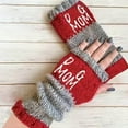 thumbnail image 3 of Womens Gloves Fingerless Gloves 8 Color Knitted Half Finger Gloves With Fashionable Letter Design For Daily Use Winter Gloves, 3 of 3