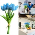 thumbnail image 2 of Asija - 10 tulipanes artificiales de seda azul claro de 34 cm para decoración de hogar, cocina y boda, 2 of 8