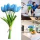 thumbnail image 2 of Asija - 10 tulipanes artificiales de seda azul claro de 34 cm para decoración de hogar, cocina y boda, 2 of 8