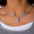 thumbnail image 1 of HOOUN Fashion Crystal Glitter Rhinestone Adjustable Silver Choker Butterfly Necklace, 1 of 4