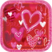 Painted Hearts Valentine's Day Paper Dinner Plates, 9in, 8ct