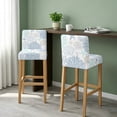 thumbnail image 2 of Blue Coral Coastal Bar Stool Cover Set of 4, Summer Beach Shell Conch Ocean Stretch Bar Chair Cover, Removable Washable Pub Counter Stool Chair Slipcover for Kitchen Dining Room Pub Cafe, 2 of 9