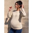 thumbnail image 4 of Maternity Bow Back Sweater for Women Long Sleeve V-Neck Drop Shoulder Loose Fit Tunic Knit Pullover, 4 of 5