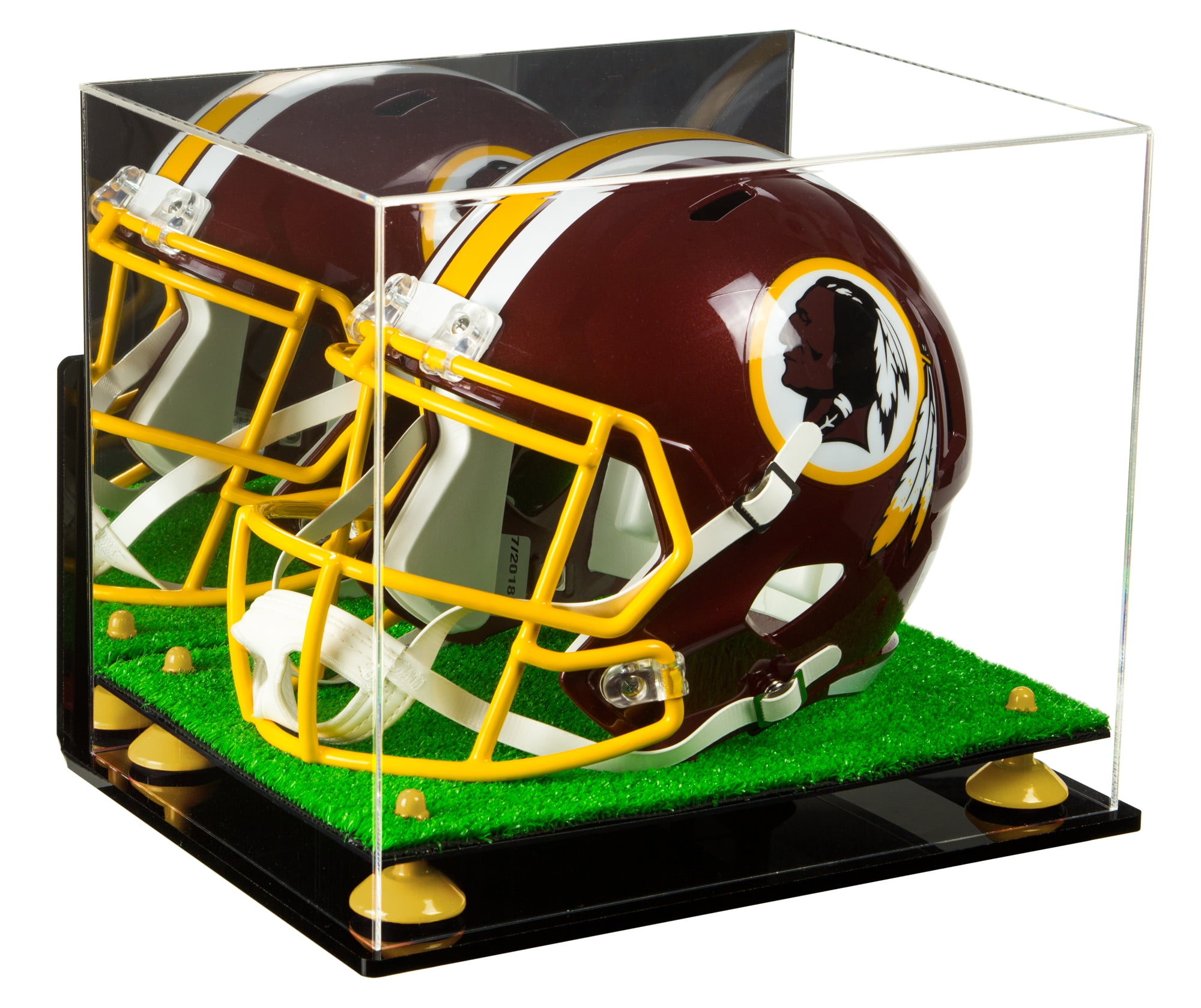 Acrylic Football Helmet Display Case with Mirror, Wall Mount, Yellow