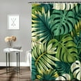 thumbnail image 2 of Awypu Durable and Washable Palm Leaves Hawaiian Monstera Banana Leaves Waterproof Shower Curtain Multiple Sizes White, 2 of 7