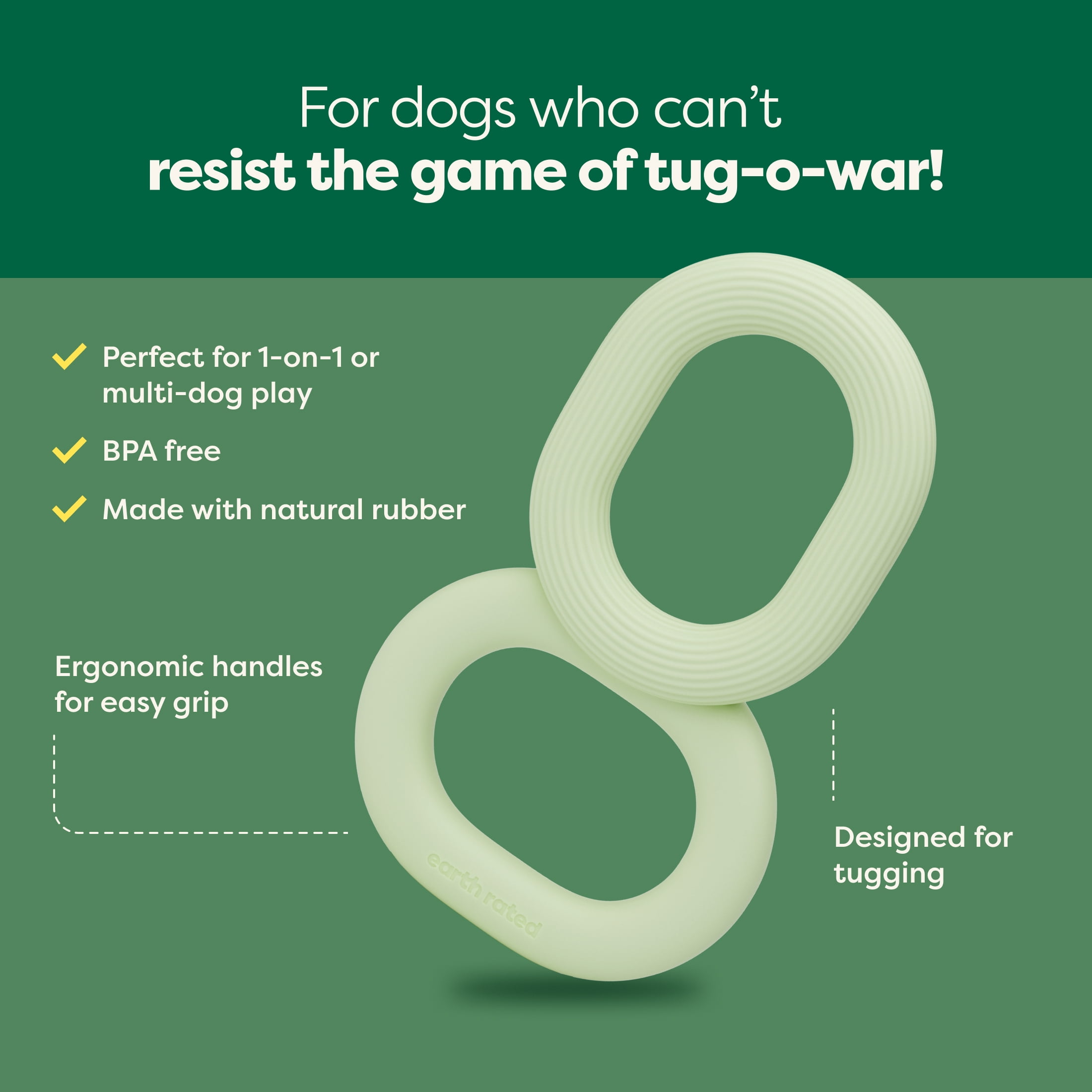 Earth Rated Tugger Dog Toy, Tug of War, Interactive Pull Toy for Dogs