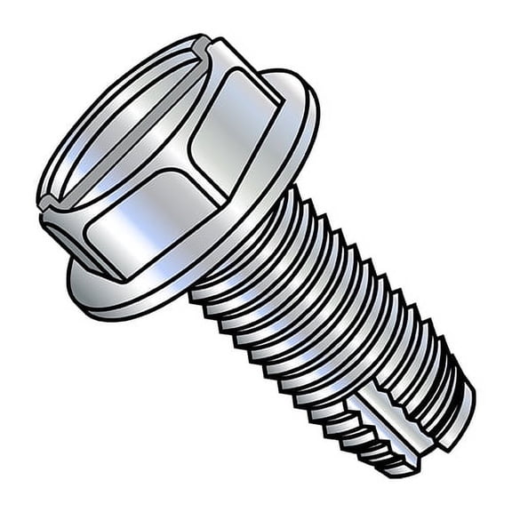 1/4-20X1 Slotted Indented Hex Washer Thread Cutting Screw Type 1 Fully Threaded Zinc And (Pack Qty 2,500) BC-14161SW
