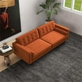 thumbnail image 4 of Harriet 84" Mid Century Modern Velvet Sofa Couch, Modern 2 Seater Sofa with 2 Bolster Pillows, Tufted Back Sofa for Living Room Bedroom Apartment Dorm Office, in Orange, 4 of 6